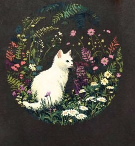 Fluffy White Meadow Cat
