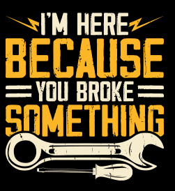 I'm Here because You Broke Something