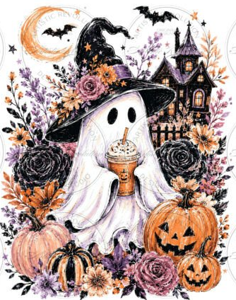 Witchy Ghost with Coffee